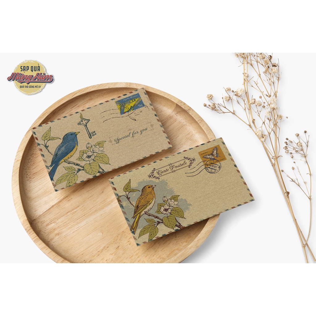 Bao thư vintage, mẫu đẹp, nhiều hoa văn, màu sắc cổ điển trên chất liệu giấy kraft cao cấp mỹ thuật