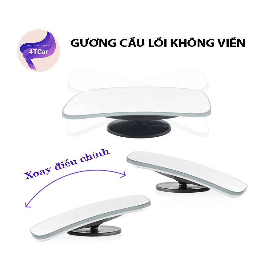 Gương chiếu hậu ô tô cầu lồi chữ nhật không viền 3R-054