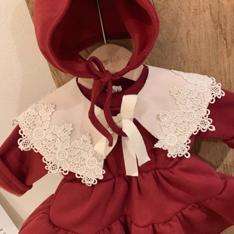 Bộ váy kèm mũ nỉ lót bông - QA23