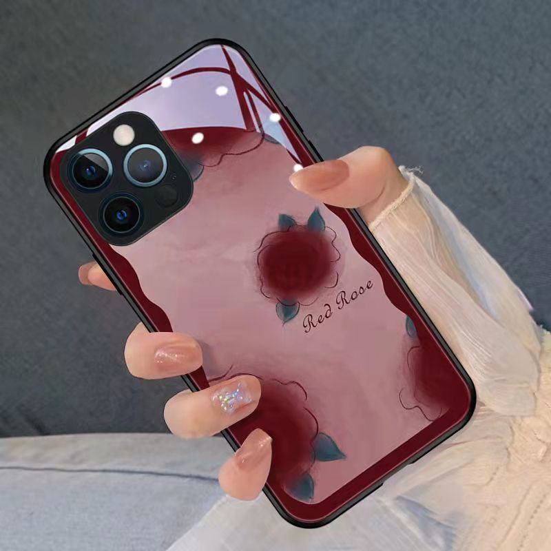 Ốp Điện Thoại Tráng Gương Họa Tiết Hoa Hồng Xinh Xắn Cho iPhone12 / 11 / 7 / xr / 13pro 12pro 6s 13