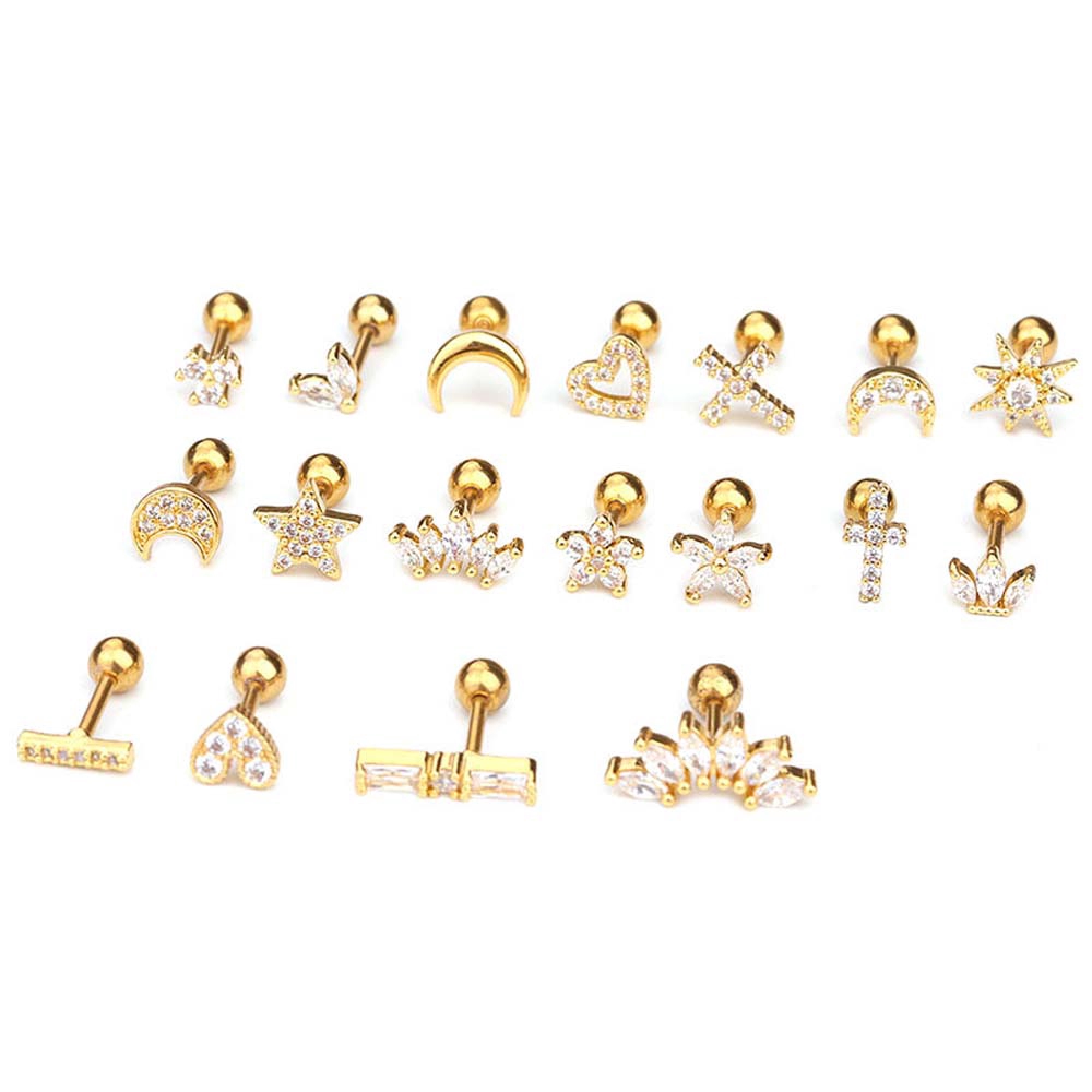 Khuyên Tai Hình Mặt Trăng Và Ngôi Sao Đính Đá Zircon