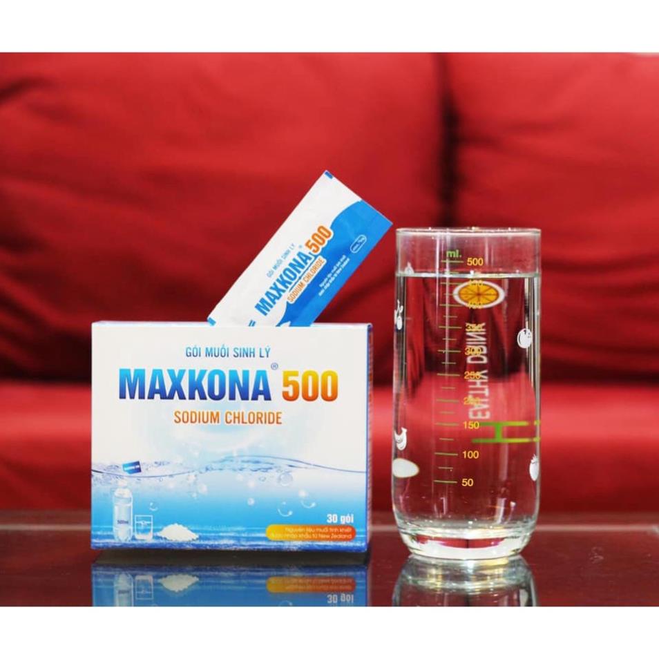 GÓI MUỐI SINH LÝ MAXKONA 500 - Gói pha nước muối sinh lý súc họng, nước muối súc miệng rửa mũi