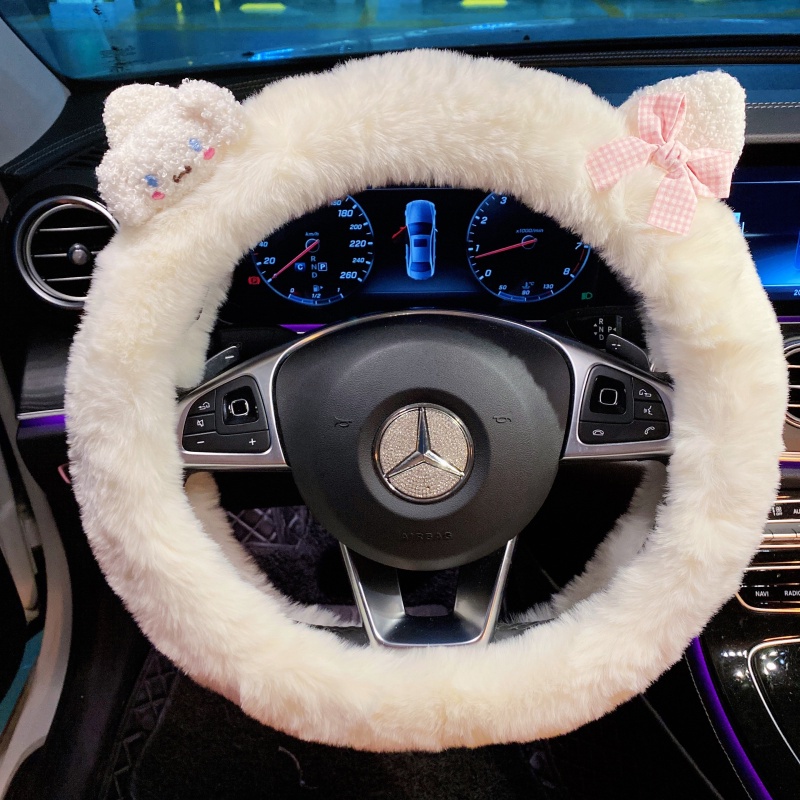 Vỏ Bọc Vô Lăng Xe Hơi Bằng Vải Bông Mềm Mại Đường Kính 38cm Hình Thỏ melody Dễ Thương