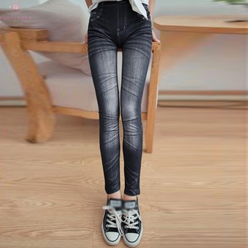 Quần thun cạp trễ giả vải denim thời trang Mùa hè giản dị