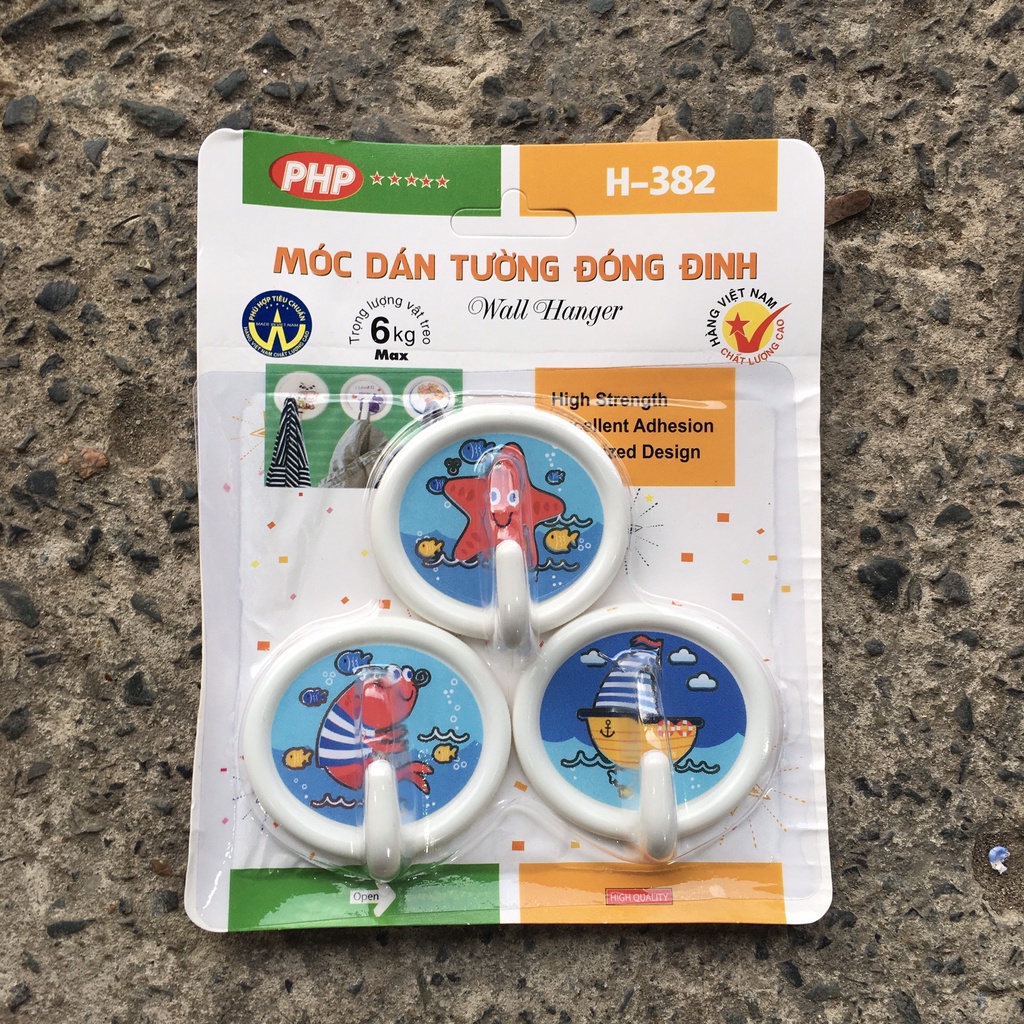 Set 4 Móc Dán Tường Siêu Dính Chịu Lực 6kg Có Đinh Cố Định