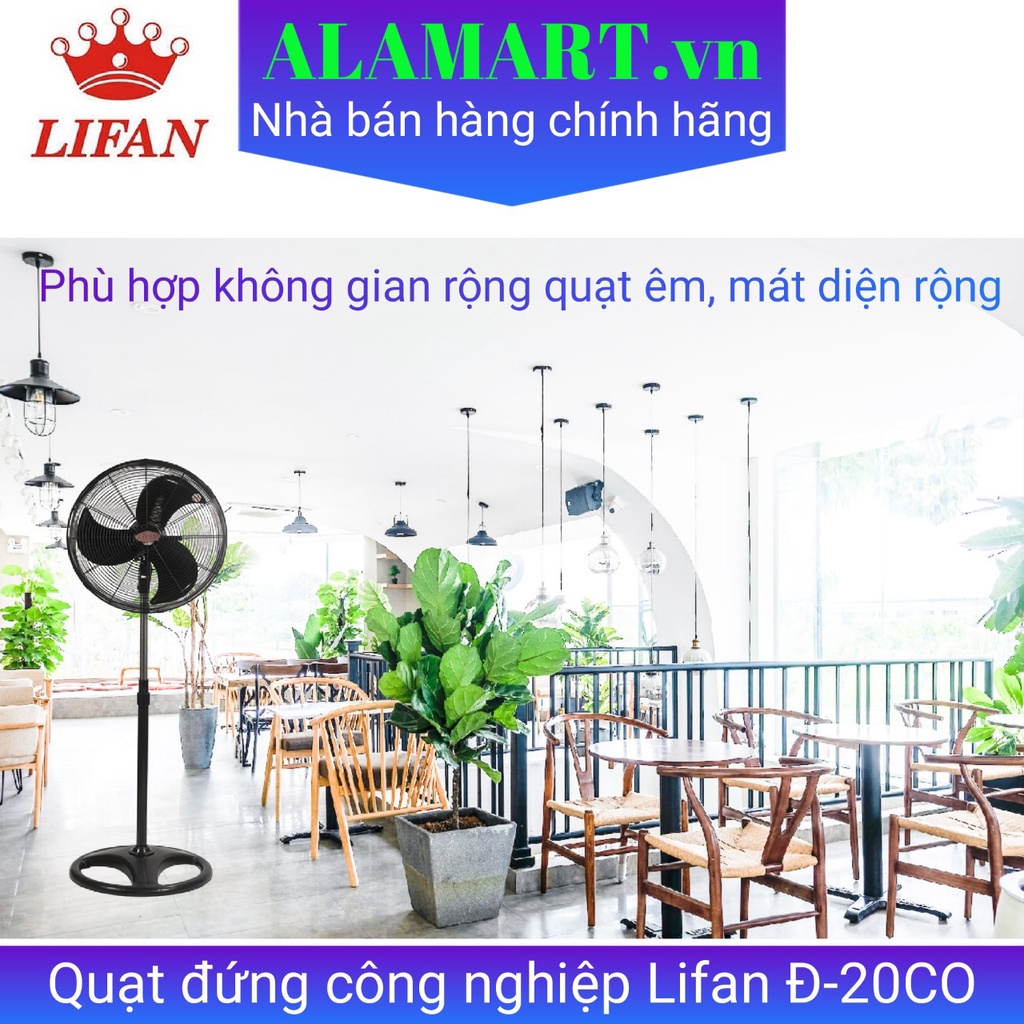 quạt đứng công nghiệp Lifan Đ20CO công suất 100W, nhà xưởng quán cafe, phòng khách