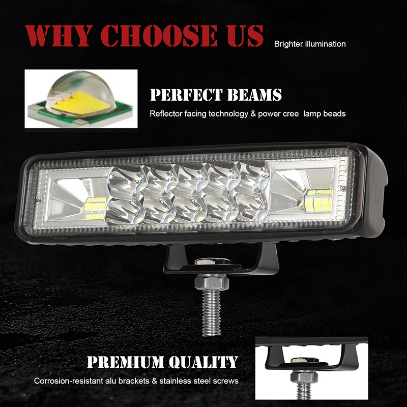 6 Inch Car LED Light Bar, 120W Spotlight, 6000K Daylight White, Off Road Fog Light for Truck Car Motorcycle Boat, 2 Pack