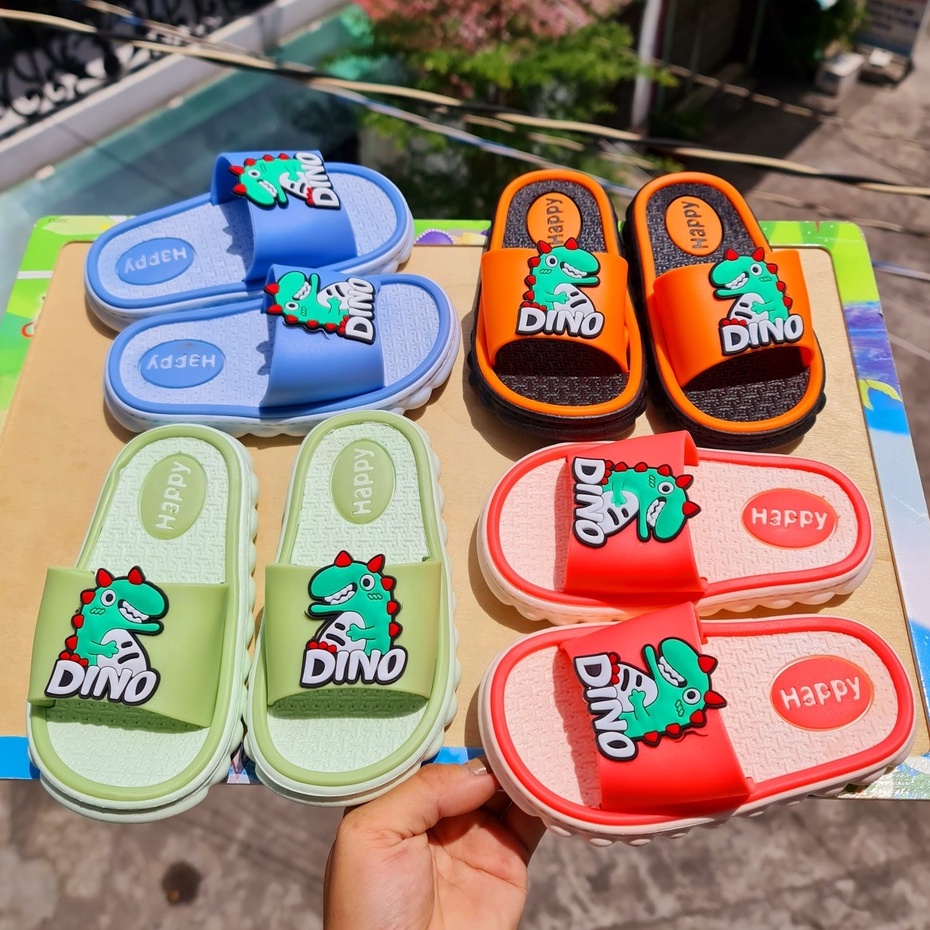 Dép bánh mì hình khủng long dễ thương cho bé trai bé gái đế gợn sóng