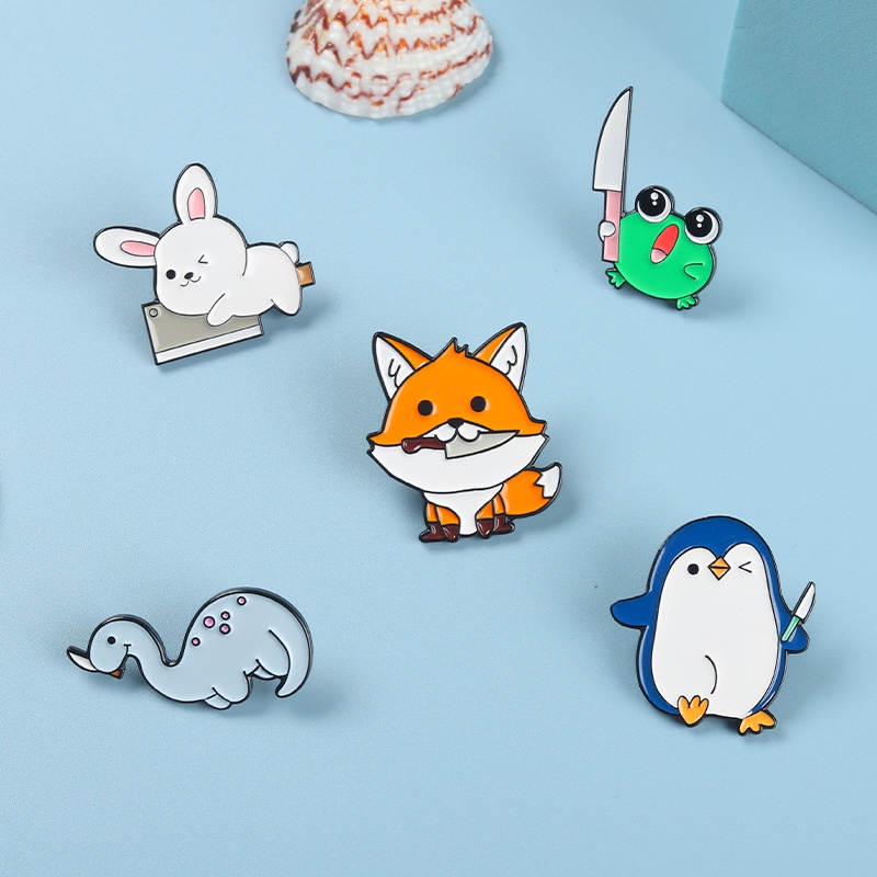 Ghim Cài Áo Kim Loại Hình Động Vật Hoạt Hình Sáng Tạo