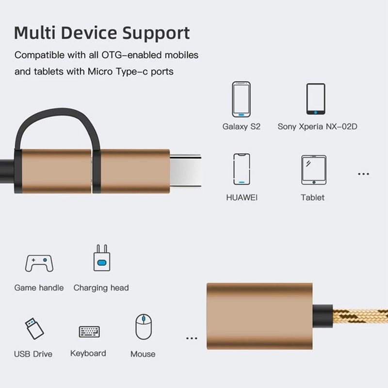 Cáp Chuyển Đổi 2 Trong 1 Type C Sang Usb 3.0 Cho Android