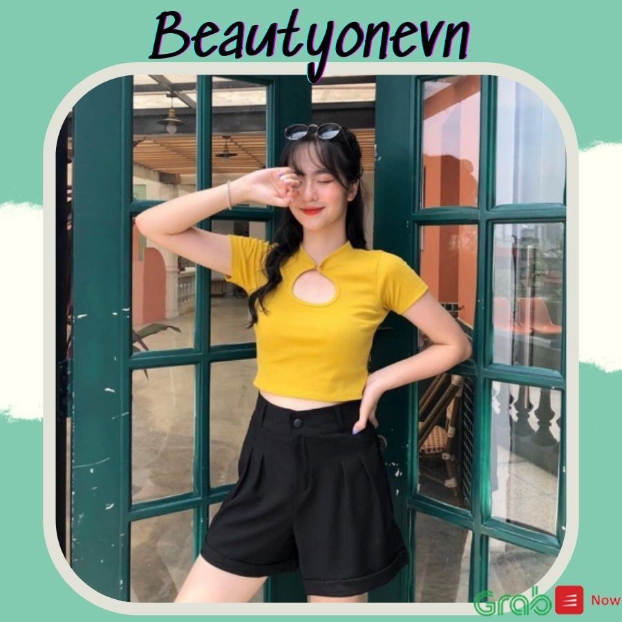 Quần đùi nữ gập gấu. Quần short nữ có cúc(ảnh thật, hàng có sẵn)