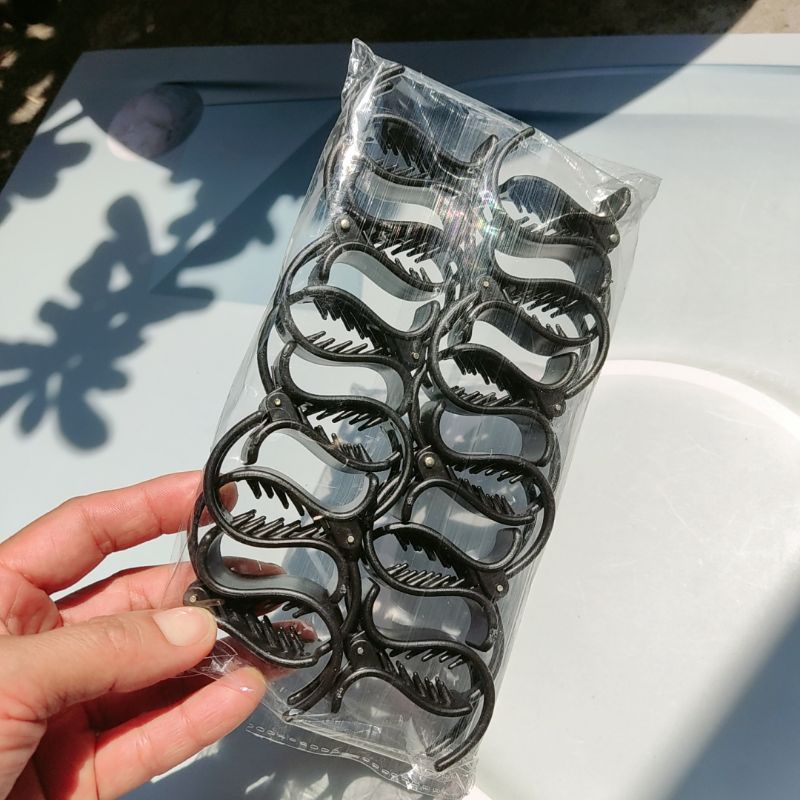 Vỉ 12 cái Kẹp càng cua 5răng nhám, bóng, nâu giá rẻ