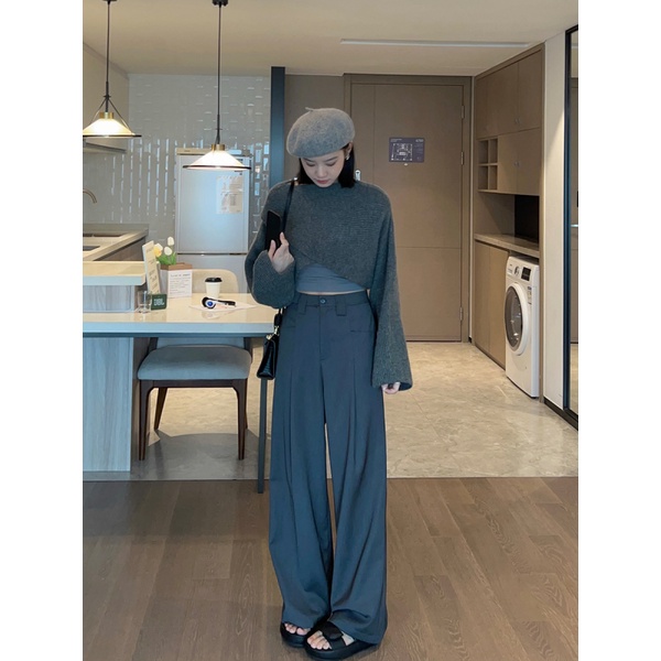 Áo Dệt Kim Tay Dài Dáng Rộng Phong Cách Hàn Quốc Hiện Có 4 Màu