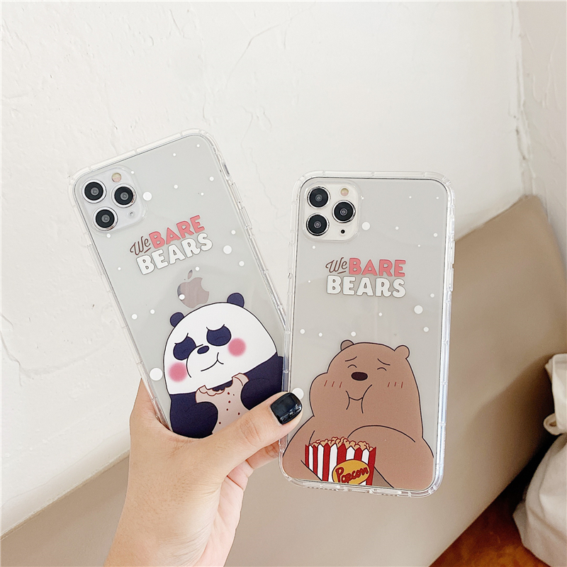 The cute snowflake bare bear is suitable for mobile phone case SAMSUNG S9 Plus all-inclusive soft case S10 S10plus S20plus S20 S20ultra S20fe S21/S30 S21Plus S21 transparent shockproof mobile phone soft TPU mobile phone case