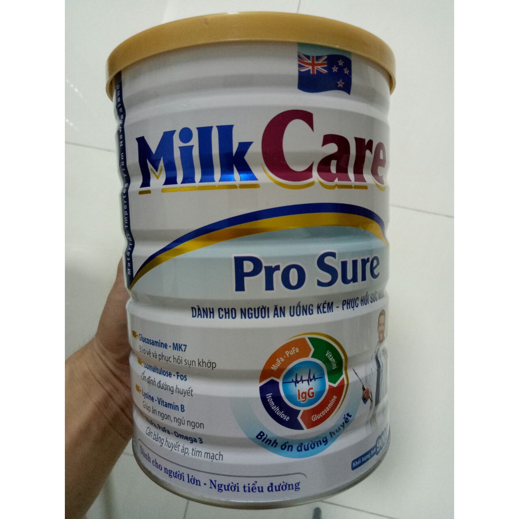 SỮA Milk care PRO SURE 900g GIÚP PHỤC HỒI SỨC KHỎE, TĂNG CƯỜNG ĐỀ KHÁNG