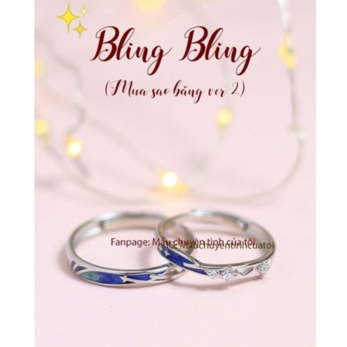 Nhẫn bạc Bling bling- Nhẫn bạc S925 cặp đôi - Tặng hộp nhung và khăn lau bạc  Fullbox - Mẩu chuyện tình của tôi