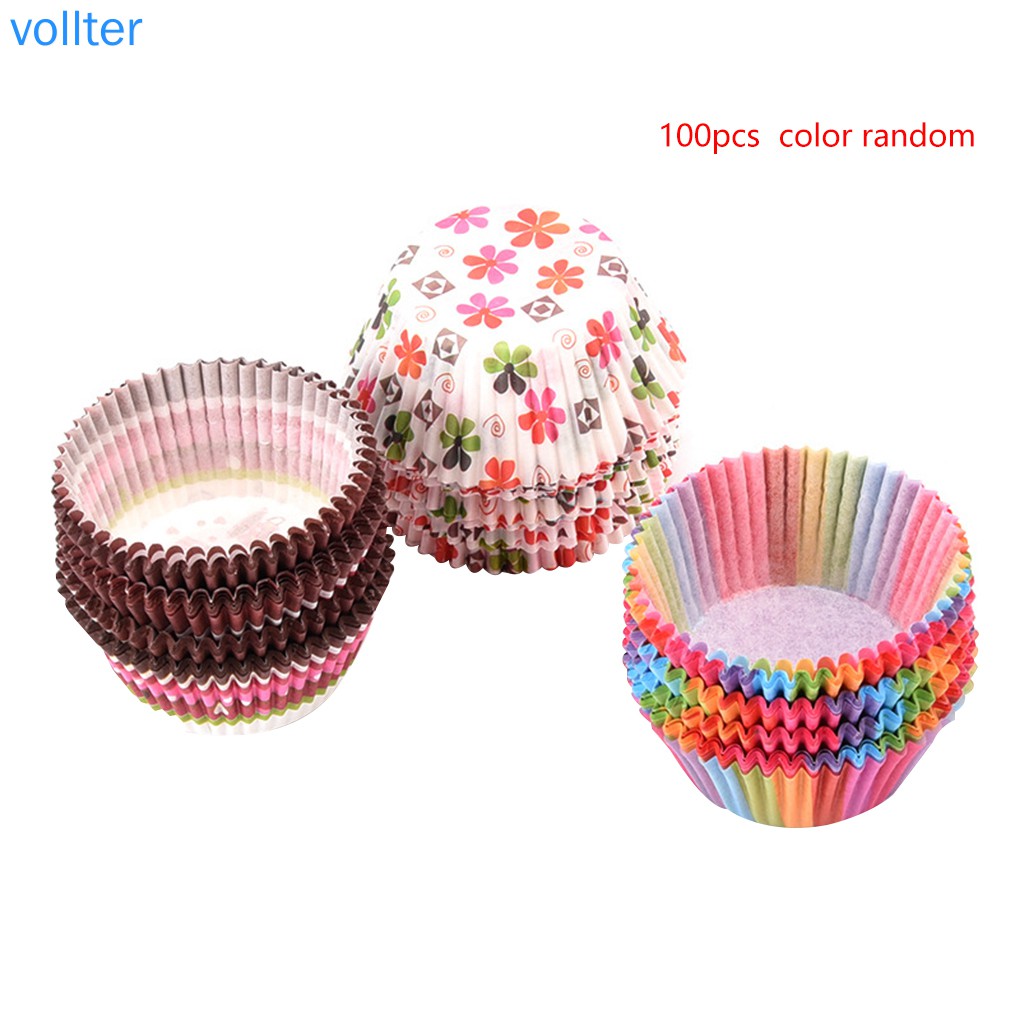 Set 100 Cốc Giấy Làm Bánh Cupcake Chống Dính Dầu Mỡ Tiện Dụng