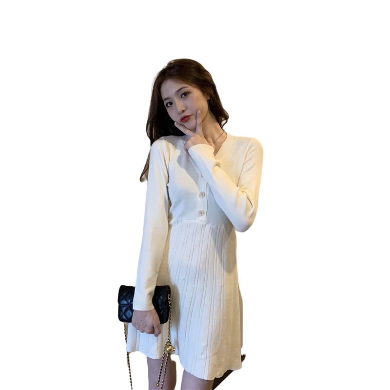 Đầm Sweater Dệt Kim Chiết Eo Kiểu Pháp Thời Trang Thanh Lịch Cho Nữ