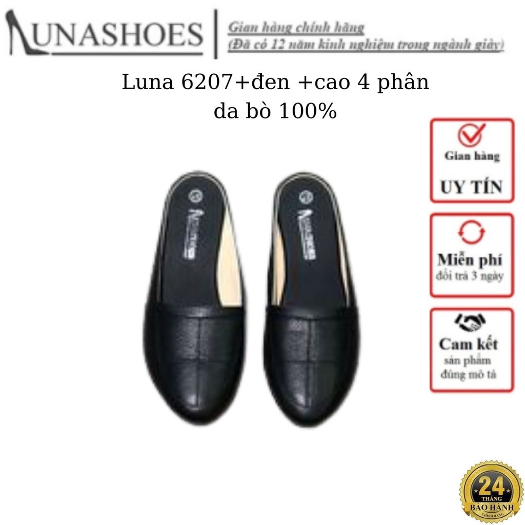 Dép sục nữ da bò LUNASHOES (6207) sục cao 3 phân bảo hành 2 năm êm chân dễ đi chống nước giày trung niên nữ cho mẹ