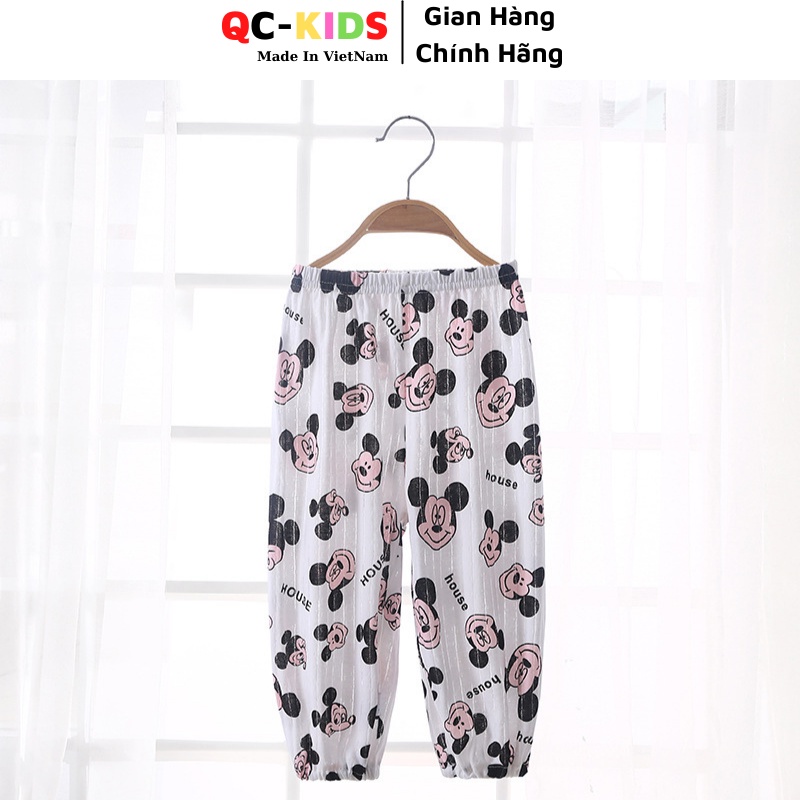 Quần chục dài cotton giấy và thông hơi trẻ em họa tiết nhiều hình chibi cho bé trai và gái 3-15kg