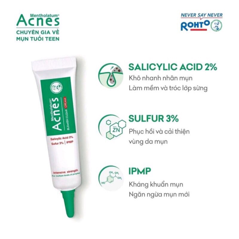 Kem giảm mụn chuyên sâu Acnes Blemish Clear Cream Tuýp 10g
