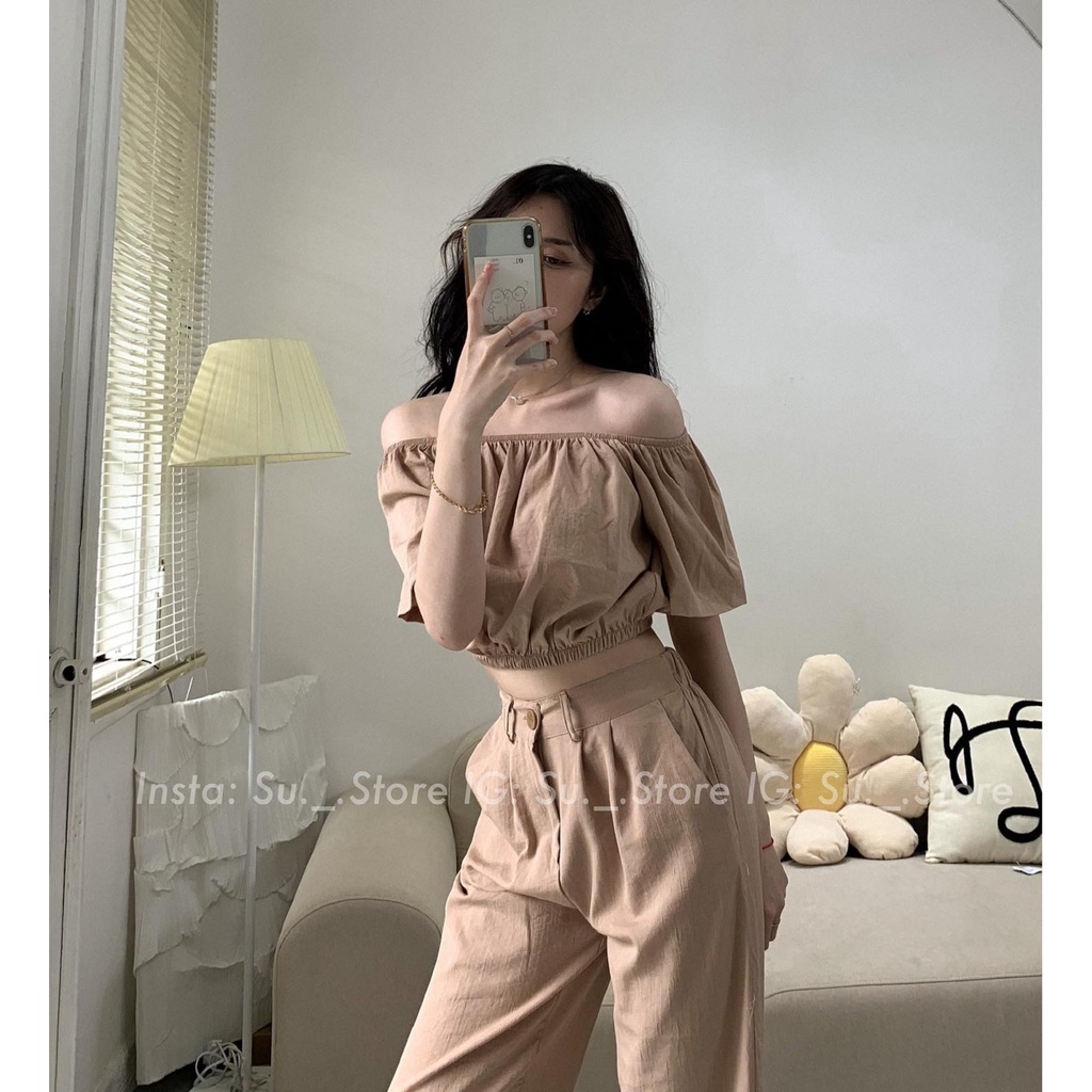 Set áo croptop trễ vai kèm quần culottes S313 SUSTORE