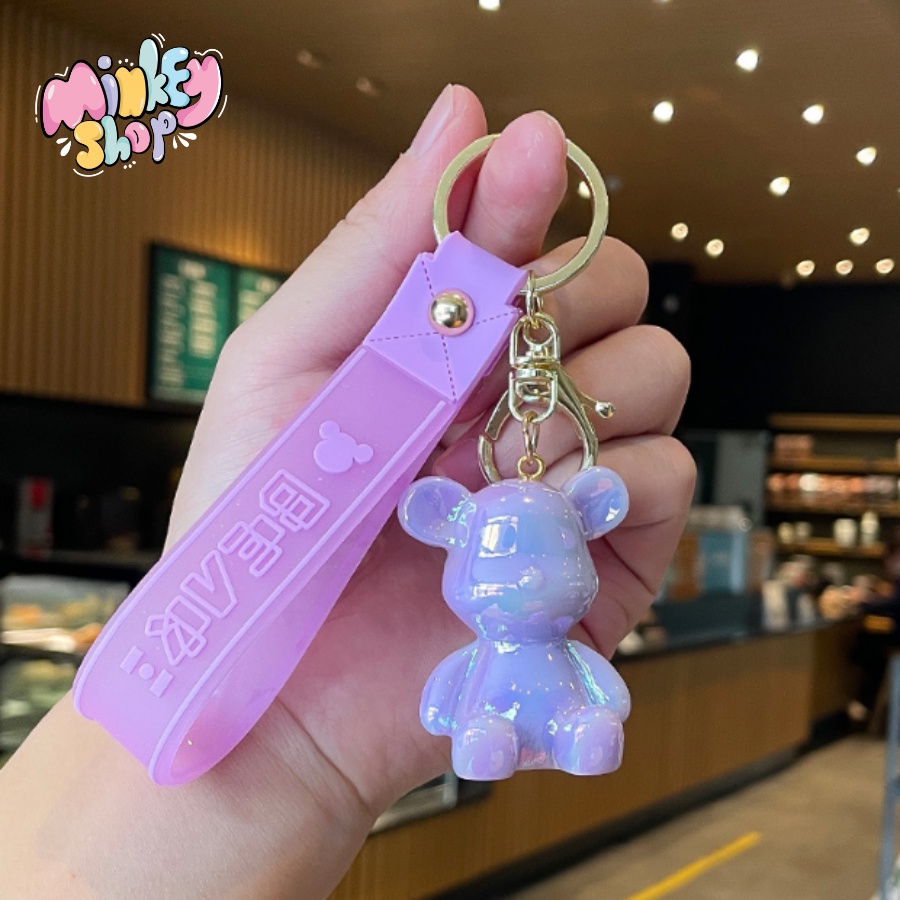 Móc Khóa Đẹp Hình Gấu Ngồi Dễ Thương, phụ kiện Túi Xách -Minkey