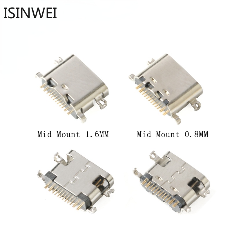 Set 100 Đầu Nối USB-3.1 USB Type C 16P 1.6mm 0.8mm DIY Tiện Dụng