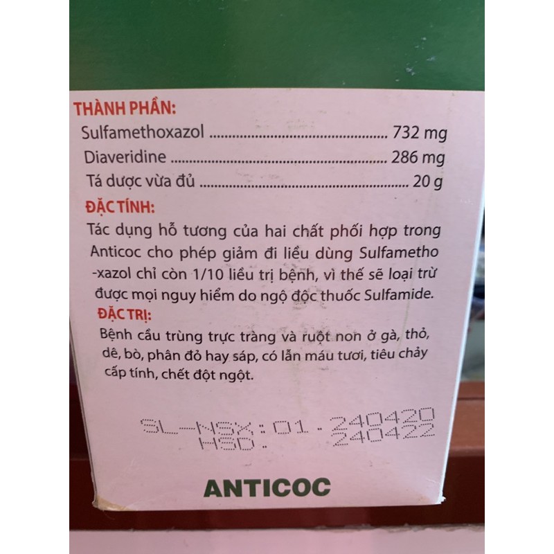 20g ANTICOC - cầu trùng gà, thỏ, heo, trâu, bò, dê, cừu