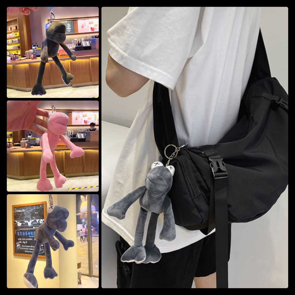 Móc khóa xinh đẹp Ếch nhồi bông Xanh Hồng Xám cài balo cặp sách trang trí làm quà tặng cute giá rẻ