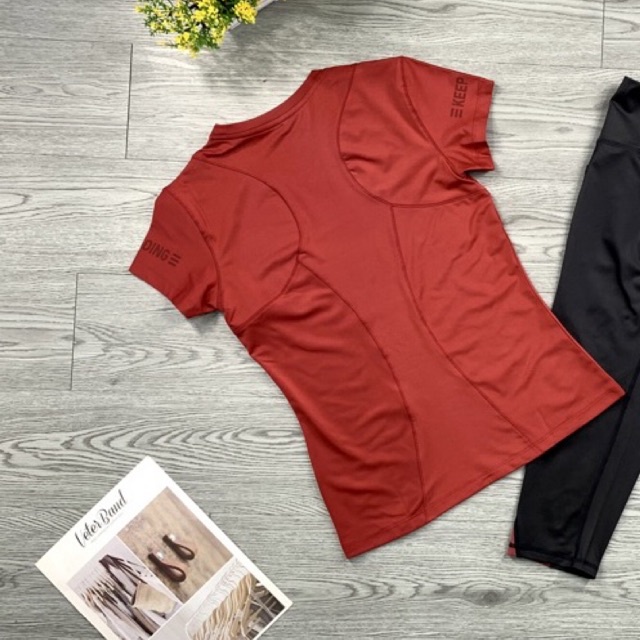 Áo Thun Nữ Thể Thao Size 40kg Đến 80kg Tay Ngắn Keep Going Bên Tay Tập Gym Yoga Mã DN02