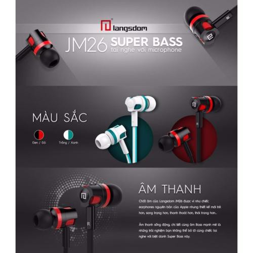 [GIÁ HỦY DIỆT] Tai nghe nhét tai earphone Langsdom JM26 Super Bass