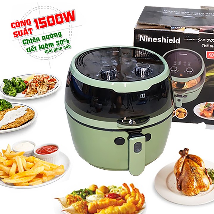 Nồi chiên không dầu Nine Shield 8 Lít, nồi chiên Mẫu Mới Thương hiệu Nhật Bản
