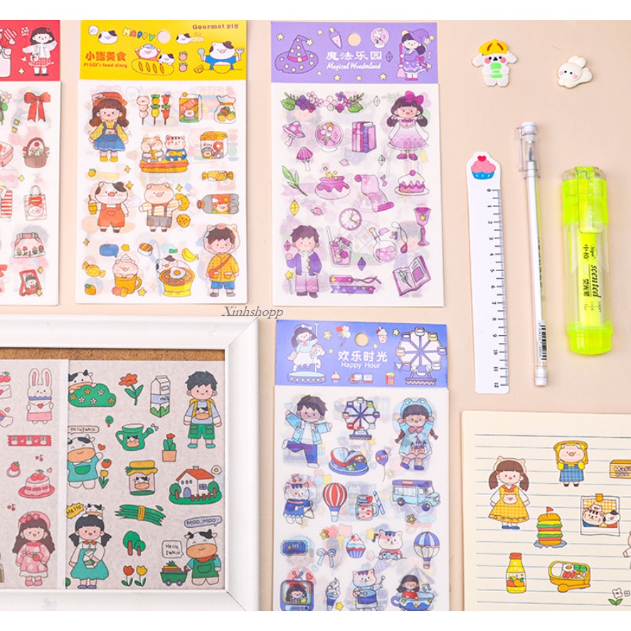 Set 4 Tấm Hình Dán Sticker Bé Trai Bé Gái