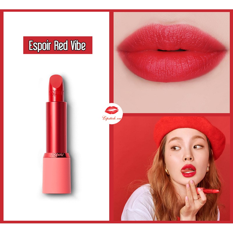 (CHUẨN AUTH) Son LÌ Espoir Red Vibe RD202 Màu Đỏ Tươi Ánh Hồng