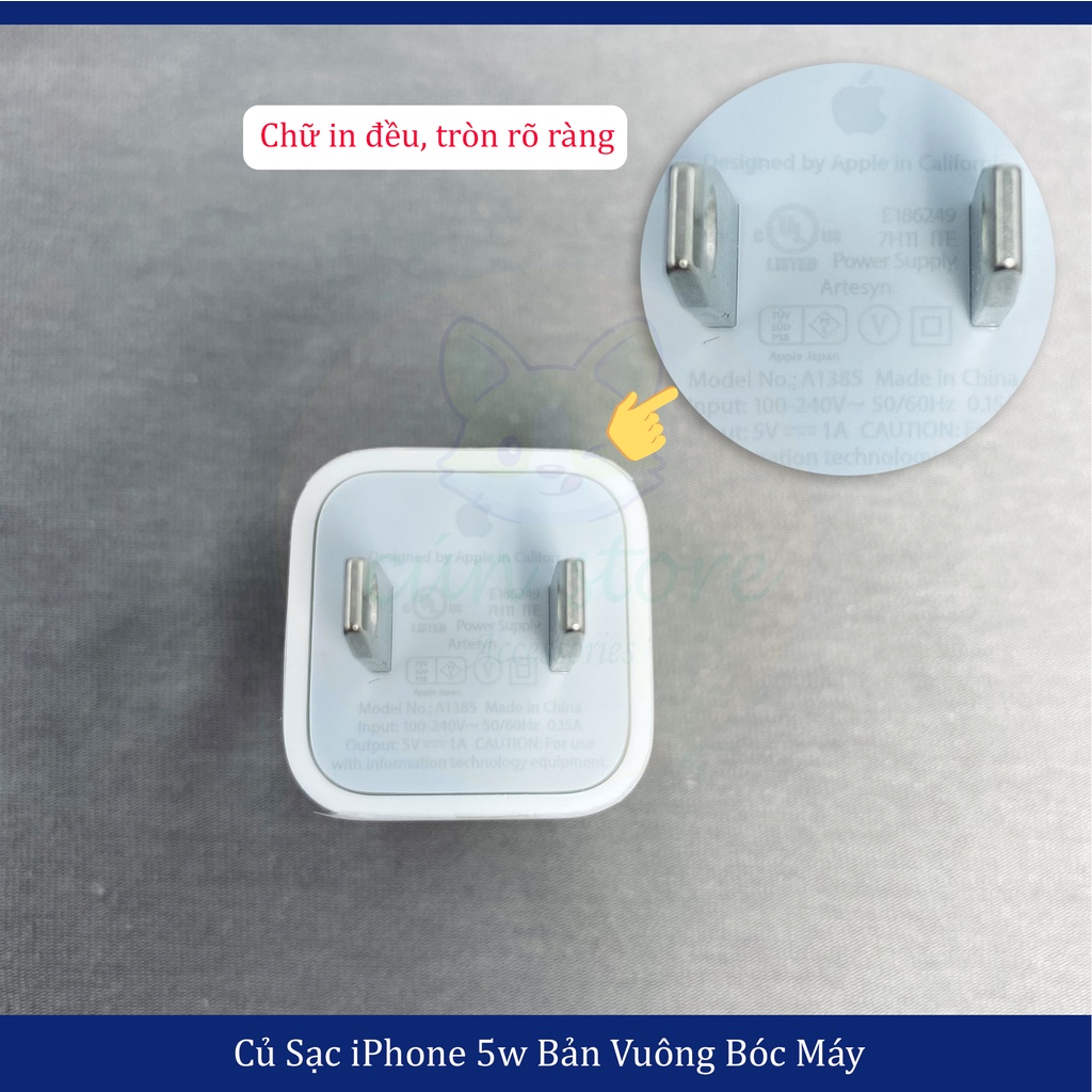 [Bảo Hành 12 tháng] Củ Sạc iPhone Vuông 5W Chính Hãng - Zin Bóc Máy - Sạc Nhanh - Không Nóng Máy -Không Loạn, Đơ Cảm Ứng