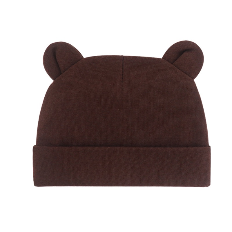 Mũ Beanie Hai Lớp Cotton Mềm Mại Co Giãn Giữ Ấm Tai Cho Bé Sơ Sinh