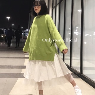 Set áo váy,áo oversize len xù, váy tà xoè rộng 2 lớp- ảnh của shop mình ạ