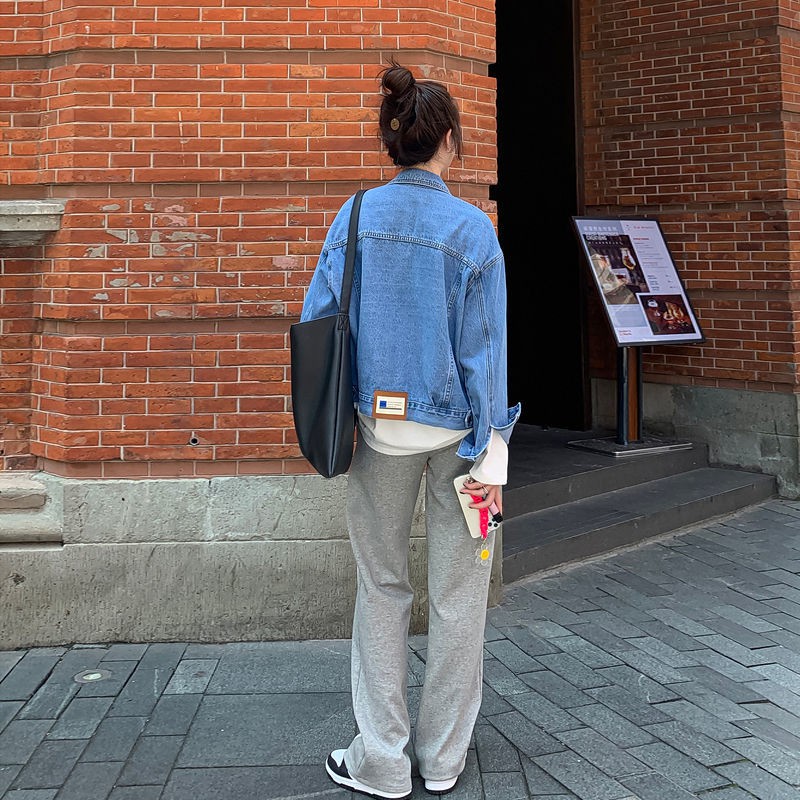 Quần thể thao ống rộng lưng cao phối dây rút phong cách Hàn Quốc thời trang xuân thu mới cho nữ