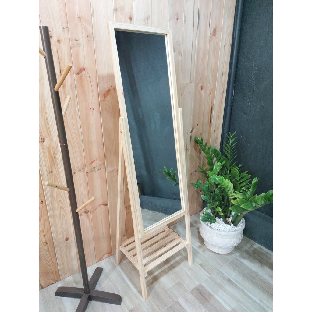 Gương Kệ Soi Toàn Thân Khung Gỗ MỘC VINA 50Cm x 165Cm Mirror Shelf Natural