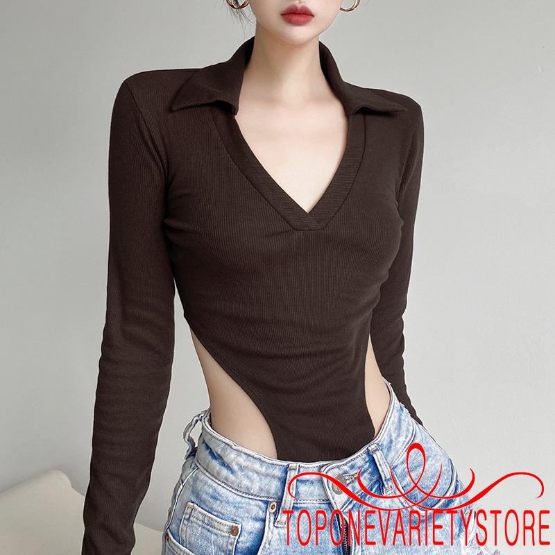 Áo liền quần tay dài cổ chữ V màu sắc nhã nhặn cho nữ | BigBuy360 - bigbuy360.vn