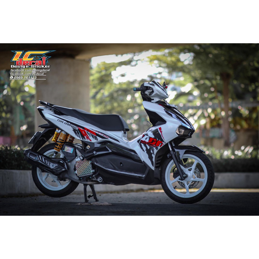 [Ảnh thật] Tem Decal Rời mẫu ADN Special Edition đỏ đen dán Airblade AB trắng - không bay màu