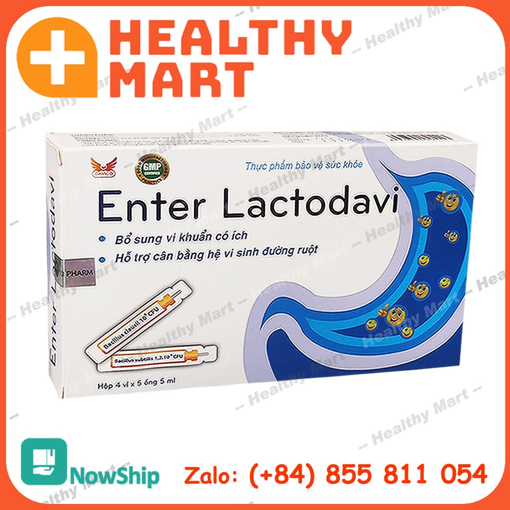 ✔️️️Enter Lactodavi - Hỗ trợ tiêu hóa - 1 hộp 20 ống men tiêu hóa