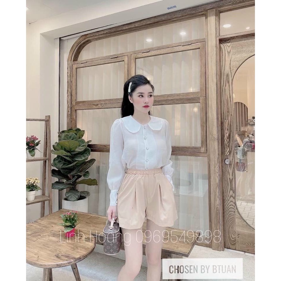 Áo sơ mi cổ sen cúc ngọc