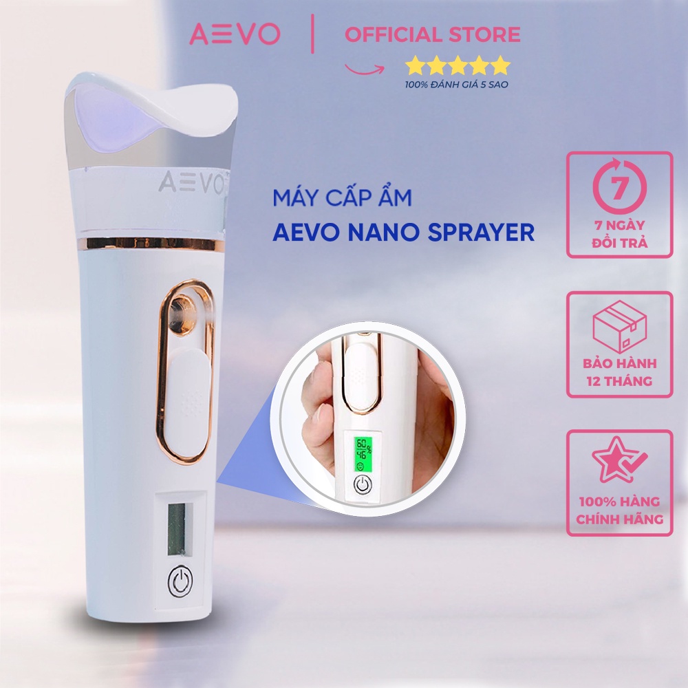 Máy phun sương tạo ẩm AEVO Nano Sprayer 5IN1 làm sạch da, cấp ẩm tức thì, phù hợp với mọi loại da