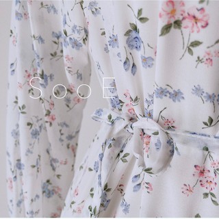 Đầm hoa sổ sen Vintage (Hồng, Trắng)