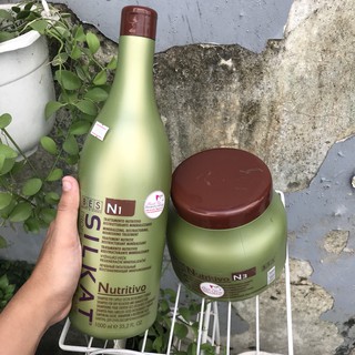 Dầu gội xả phục hồi tóc hư tổn Bes Hergen Silkat N1 + N3 1000mlx2