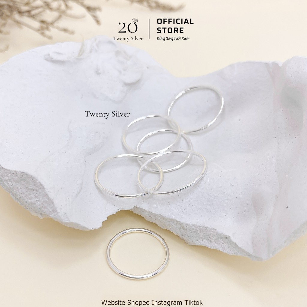 [Freeship] Nhẫn Simple Basic Minimalist Hàn Quốc NLARJ2819 Twenty Silver. Nhẫn Bạc Nữ 9245