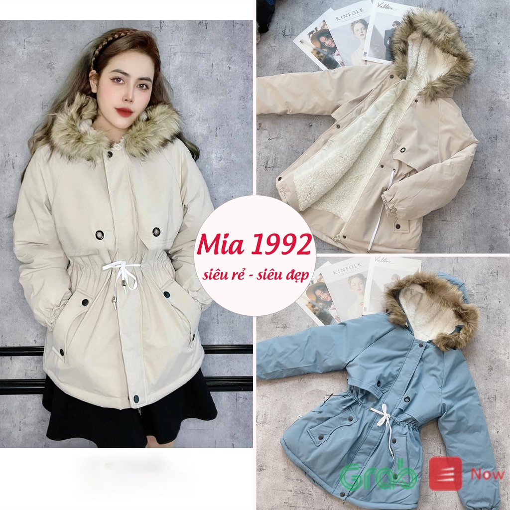 Áo phao nữ MIA 1992 cao cấp - áo phao béo lót lông 2021 dây rút eo sành điệu Ulzzang lông mũ tháo rời cực ấm