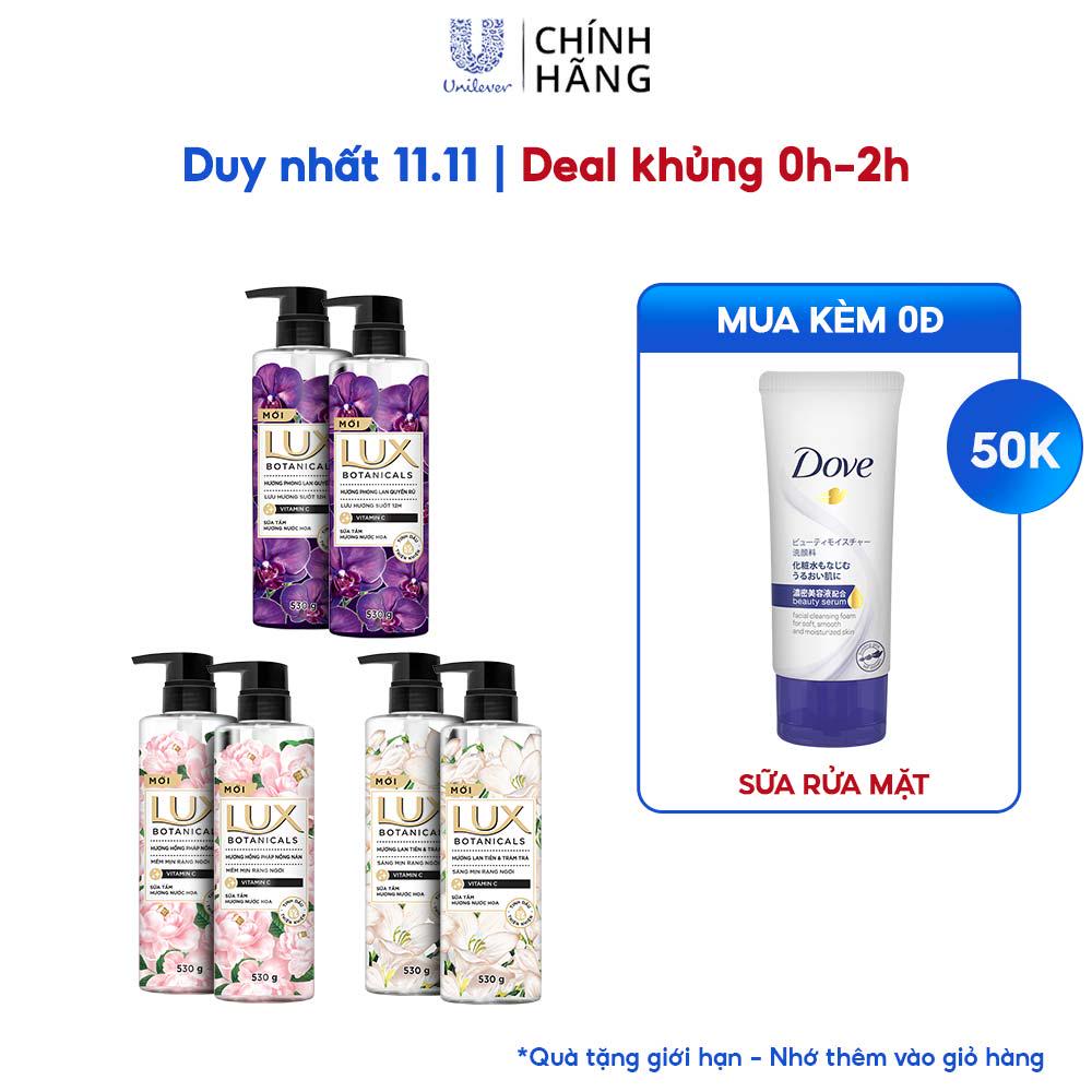 [Mã FMCGMALL -8% đơn 250K] Combo 2 Sữa tắm nước hoa thơm Lux Botanicals (530g/chai)